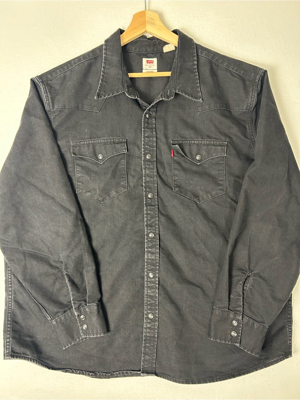 Levi's Men's Faded Black Western snap Button-Down Shirt XXL